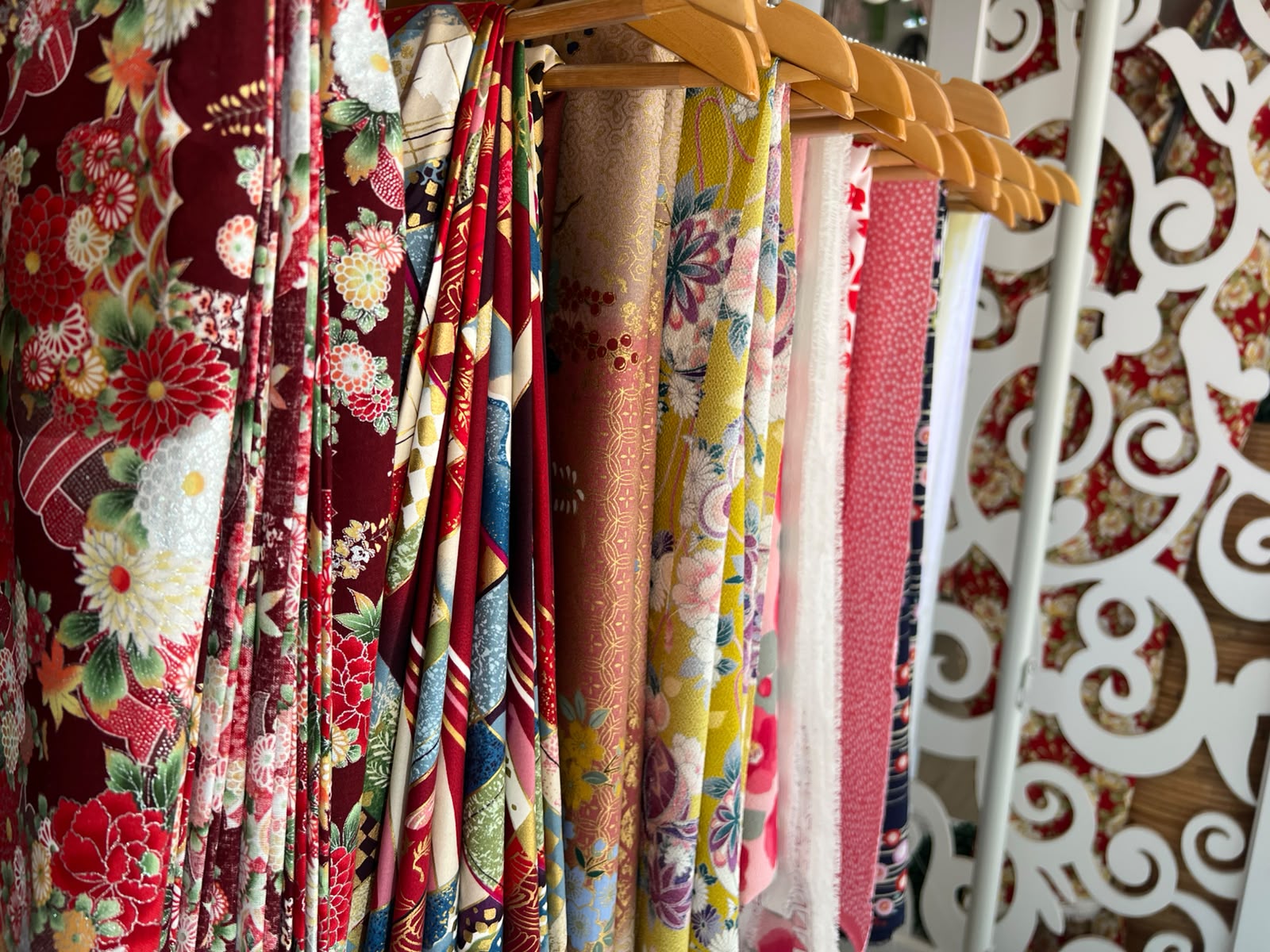 Folded Japanese wagara fabrics